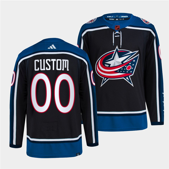 Men/Women/Youth Columbus Blue Jackets Custom Navy 2022 Reverse Retro Stitched Jersey