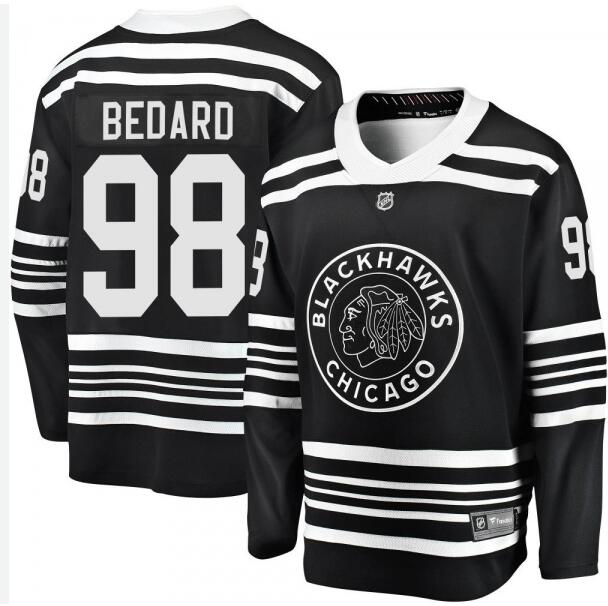 Men's Connor Bedard Chicago Blackhawks #98 Breakaway Alternate 2019-20 Winter Classic Premier Black Jersey