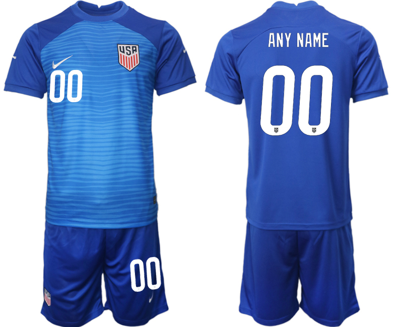 Men's Custom United States Blue AwaySoccer Jersey Suit