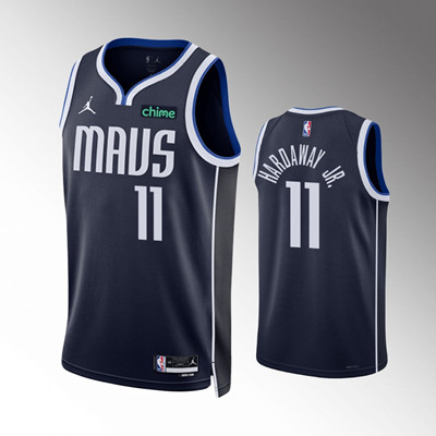 Men's Dallas Mavericks #11 Tim Hardaway Jr. Navy Statement Edition Stitched