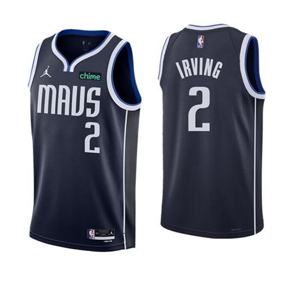 Men's Dallas Mavericks #2 Kyrie Irving Navy Statement Edition Stitched
