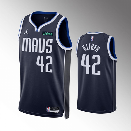 Men's Dallas Mavericks #42 Maxi Kleber Navy Statement Edition Stitched
