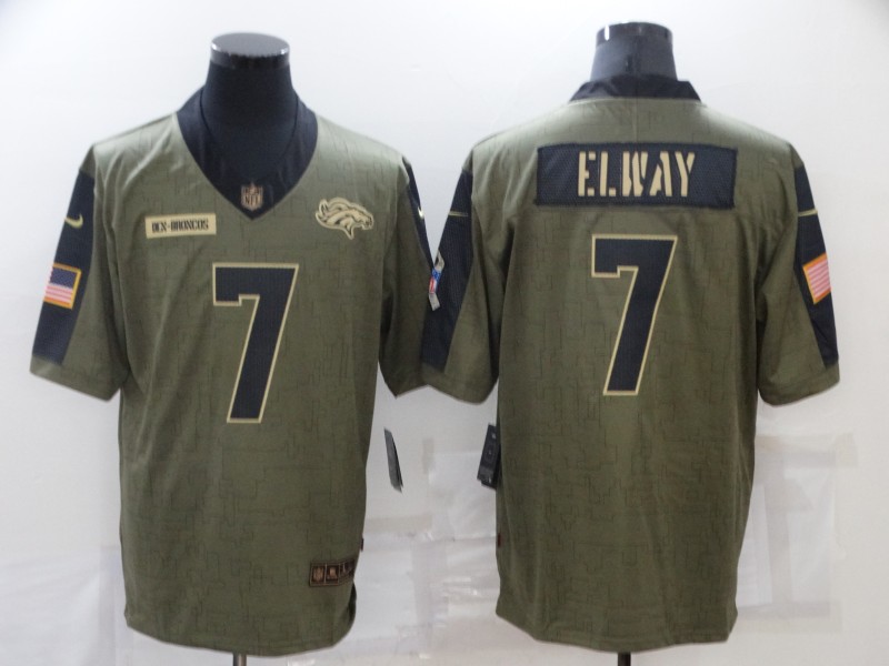 Men's Denver Broncos #7 John Elway Nike Olive 2021 Salute To Service Retired Player Limited  Jersey