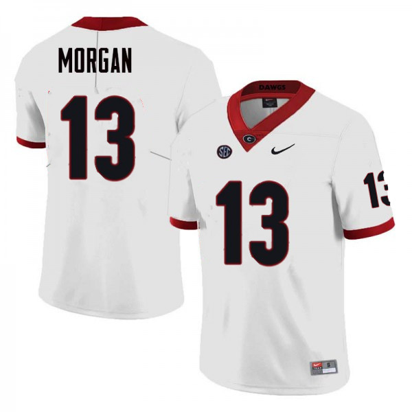 Men's Georgia Bulldogs  Marshall Morgan White UGA #13 University NCAA Jerseys