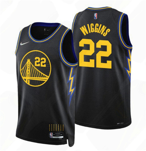 Men's Golden State Warriors #22 Andrew Wiggins 2021 22 City Edition Black 75th Anniversary Stitched Basketball Jersey