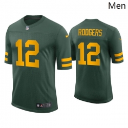 Men's Green Bay Packers #12 Aaron Rodgers Green Yellow 2021 Vapor Untouchable Stitched NFL Nike Limited Jersey