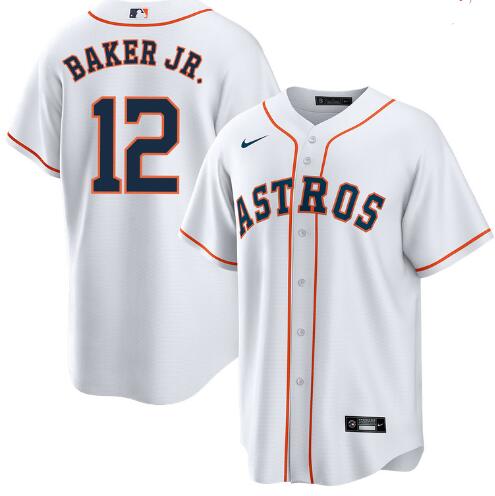 Men's Houston Astros #12 Dusty Baker Jr. White Home Jersey by NIKE