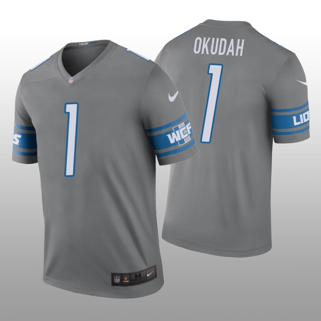 Men's Jeff Okudah Steel Jersey Detroit Lions Color Rush Legend