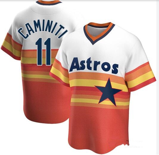 Men's Ken Caminiti Houston Astros #11 Replica White Home Cooperstown Collection Jersey