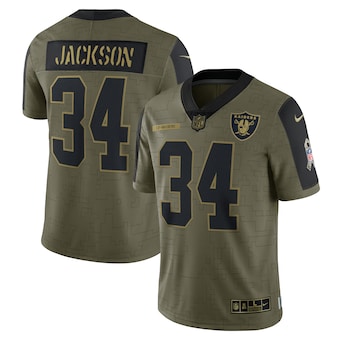 Men's Las Vegas Raiders #34 Bo Jackson Nike Olive 2021 Salute To Service Retired Player Limited Jersey