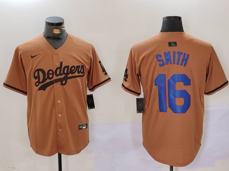 Men's Los Angeles Dodgers #16 Will Smith Olive Cool Base Limited Stitched Jersey