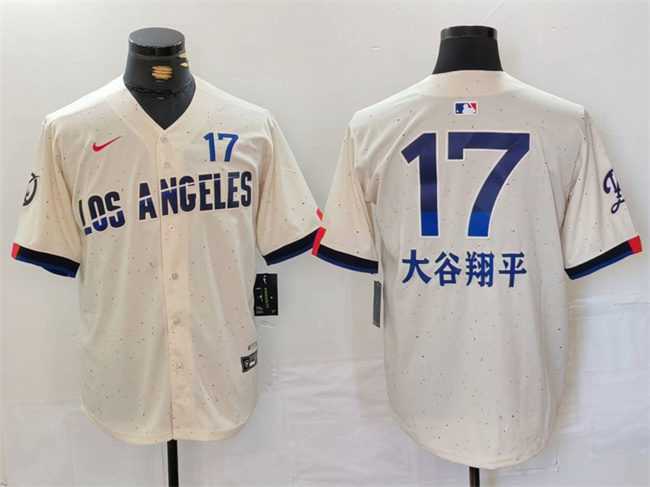 Men's Los Angeles Dodgers #17 大谷翔平 Shohei Ohtani Cream 2024 City Connect Limited Stitched Baseball Jersey
