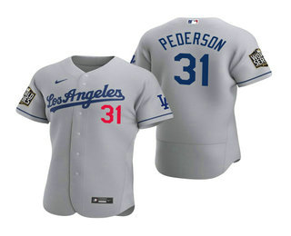 Men's Los Angeles Dodgers #31 Joc Pederson Gray 2020 World Series Authentic Road Flex Nike Jersey