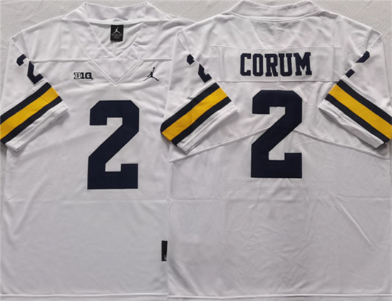 Men's Michigan Wolverines #2 CORUM White Stitched Jersey