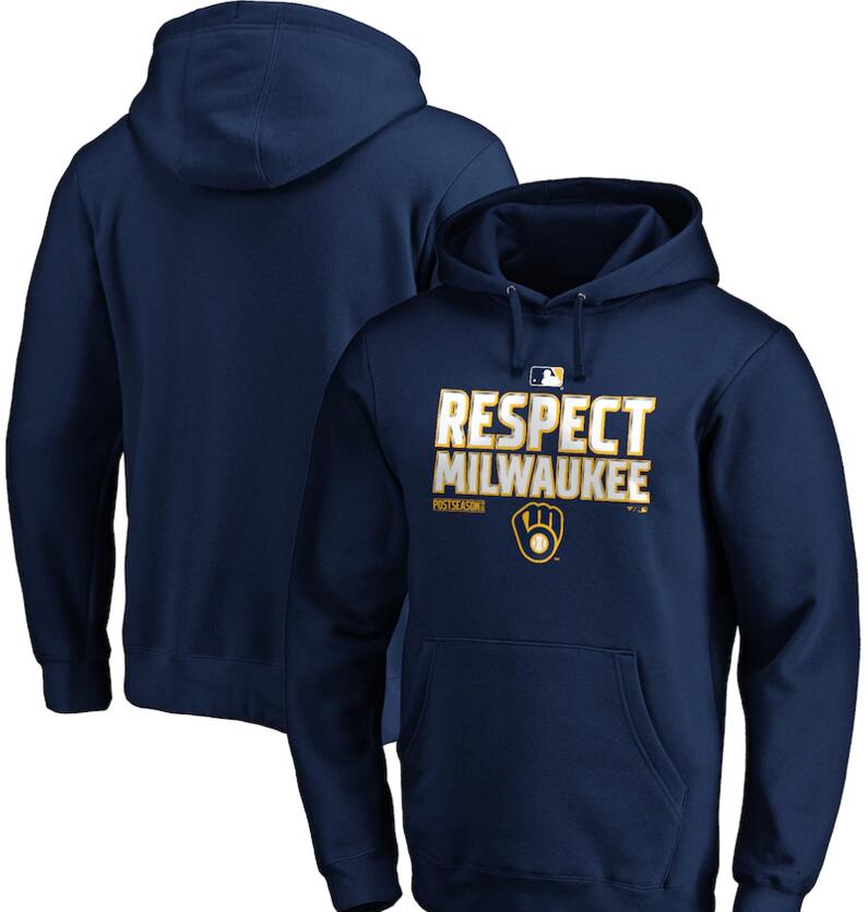Men's Milwaukee Brewers Navy 2020 Postseason Collection Pullover Hoodie
