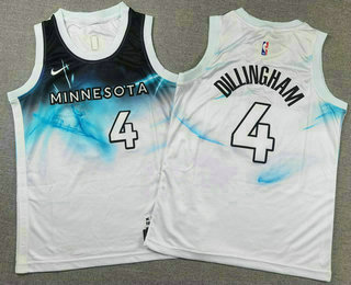 Men's Minnesota Timberwolves #4 Rob Dillingham White 2024 City Edition Swingman Stitched Jersey