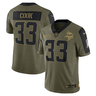 Men's Minnesota Vikings #33 Dalvin Cook Nike Olive 2021 Salute To Service Limited Player Jersey