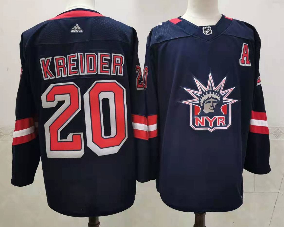 Men's New York Rangers #20 Chris Kreider Navy Blue Adidas 2020-21 Stitched NHL Jersey