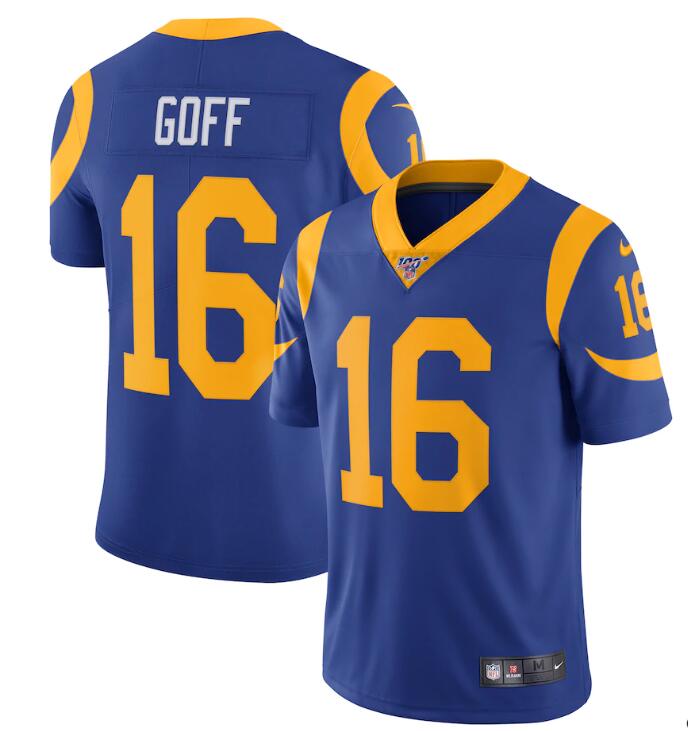 Men's Nike Jared Goff Royal Los Angeles Rams NFL 100 Vapor Limited Jersey