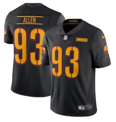 Men's Nike Jonathan Allen #93 Black Washington Commanders Alternate Vapor Limited Jersey