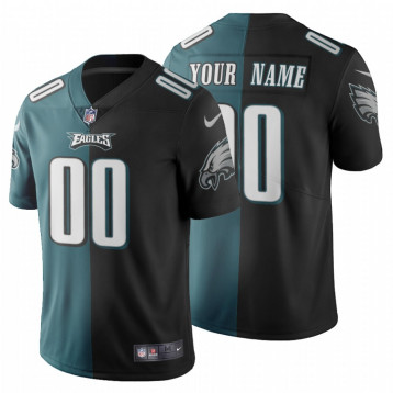 Men's Philadelphia Eagles #00 Custom Split Two Tone Jersey - Green Black