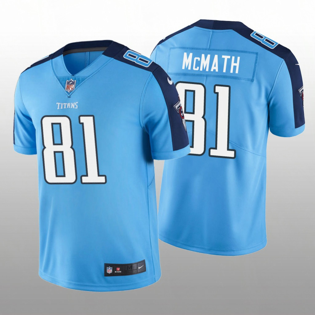 Men's Racey McMath Light Blue Jersey Tennessee Titans #81 Vapor Limited