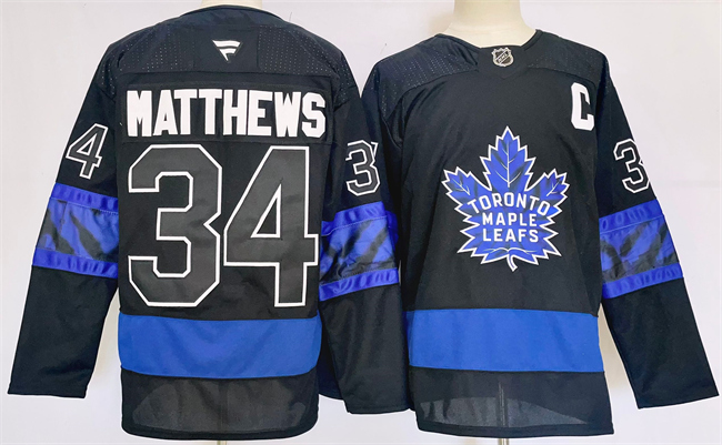 Youth Toronto Maple Leafs #34 Auston Matthews Black 2024-25 Stitched Jersey