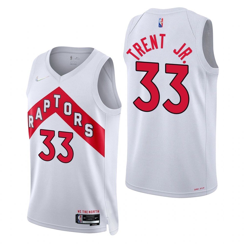 Men's Toronto Raptors #33 Gary Trent Jr. White 75th Anniversary Diamond Jersey 2021-22 jerseys