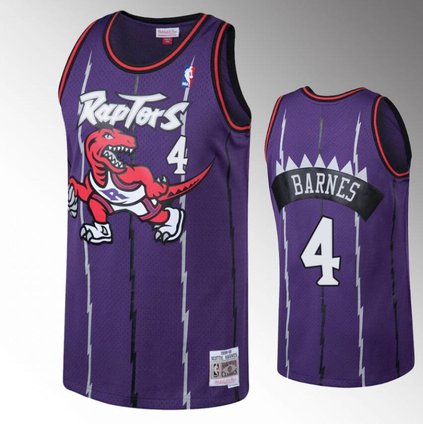 Men's Toronto Raptors #4 Scottie Barnes Hardwood Classics Throwback Purple Jersey