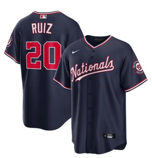 Men's Washington Nationals #20 Keibert Ruiz Navy Blue Replica Alt Jersey