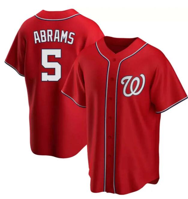 Men's Washington Nationals #5 CJ Abrams Cool Base Replica Alternate Jersey - Red