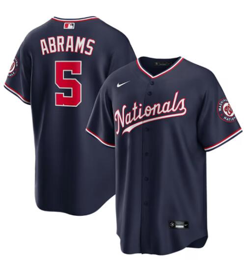 Men's Washington Nationals #5 CJ Abrams Nike Navy Blue Coolbase Jersey
