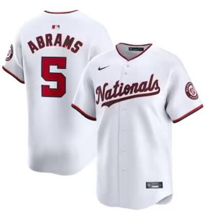 Men's Washington Nationals #5 CJ Abrams Nike White Home Limited Player Jersey