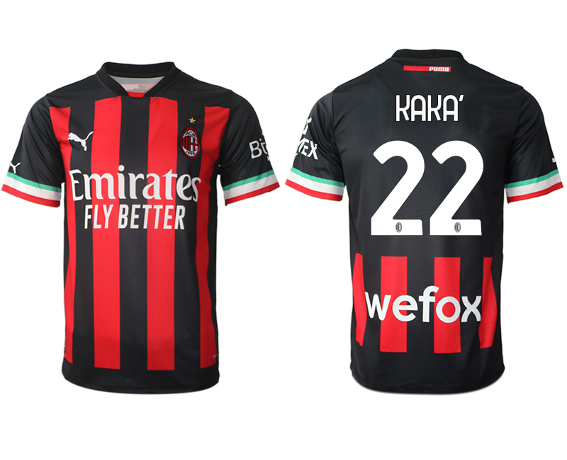 Men AC milan 22 KAKA home Black aaa version any name 2022-2023 jersey