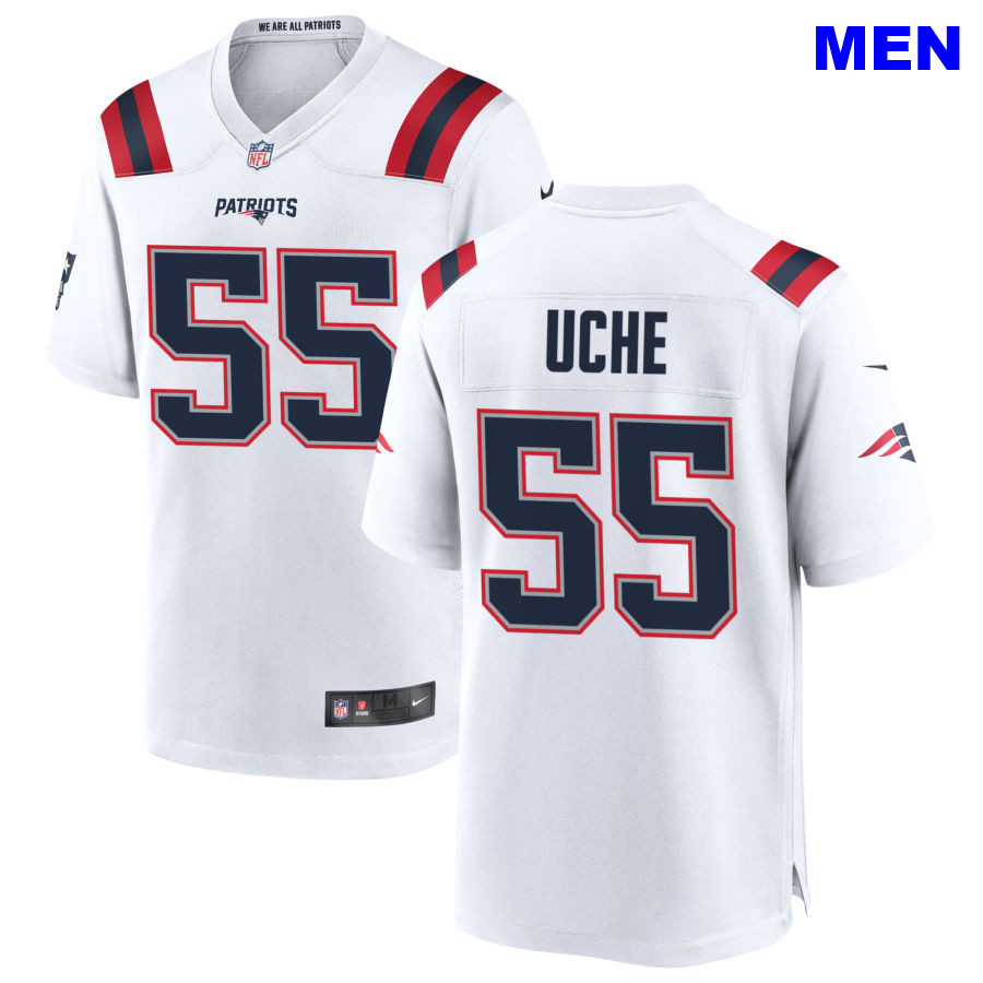 Men New England Patriots #55 Josh Uche White Away 2021 Vapor Limited Football Jersey