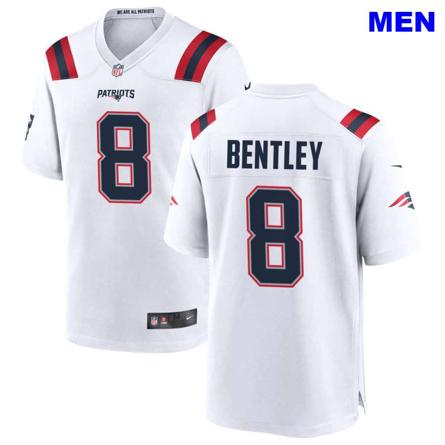 Men New England Patriots #8 Ja'Whaun Bentley White Away 2021 Vapor Limited Football Jersey