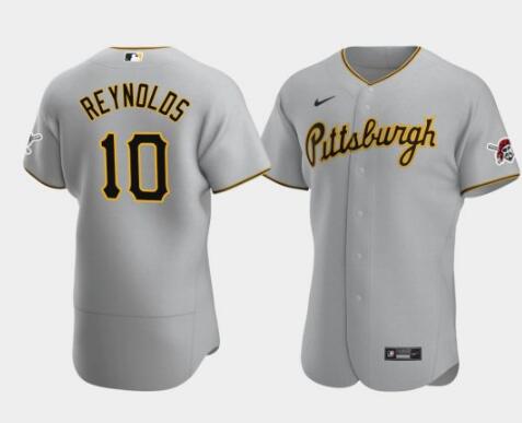 Men Pittsburgh Pirates #10 Bryan Reynolds FLEX BASE Gray Road Jersey