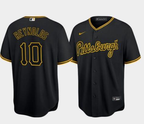 Men Pittsburgh Pirates #10 Bryan Reynolds Replica Baseball Black Jersey