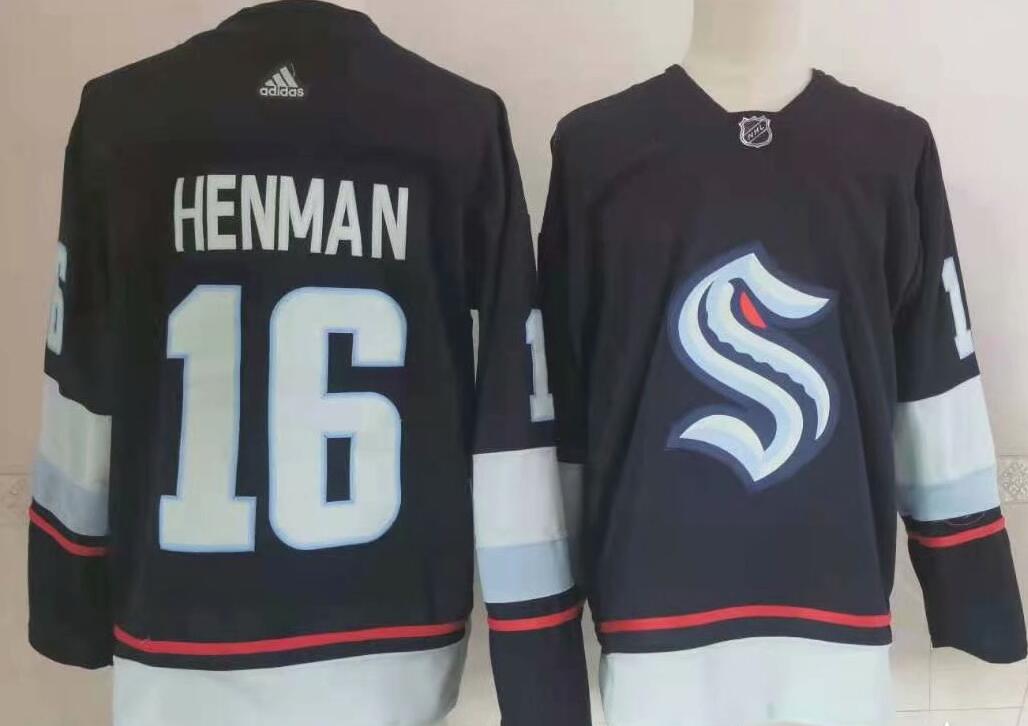 Men Seattle Kraken #16 Luke Henman 2021-22 Home Navy 32nd Club Jersey