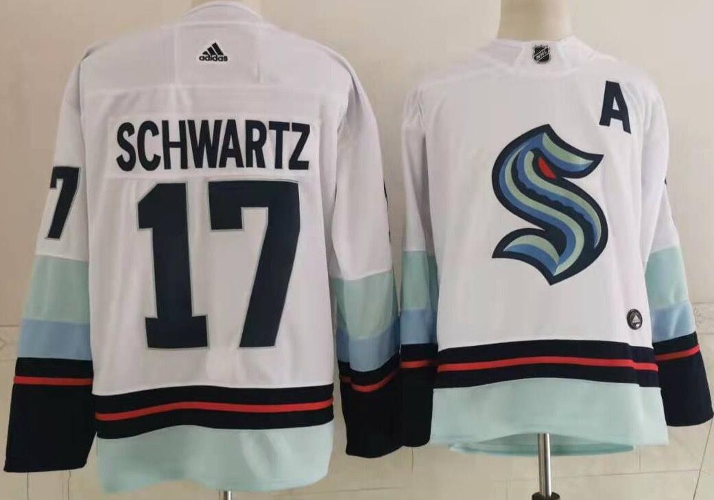 Men Seattle Kraken #17 Jaden Schwartz 2021-22 Away white 32nd Club Jersey