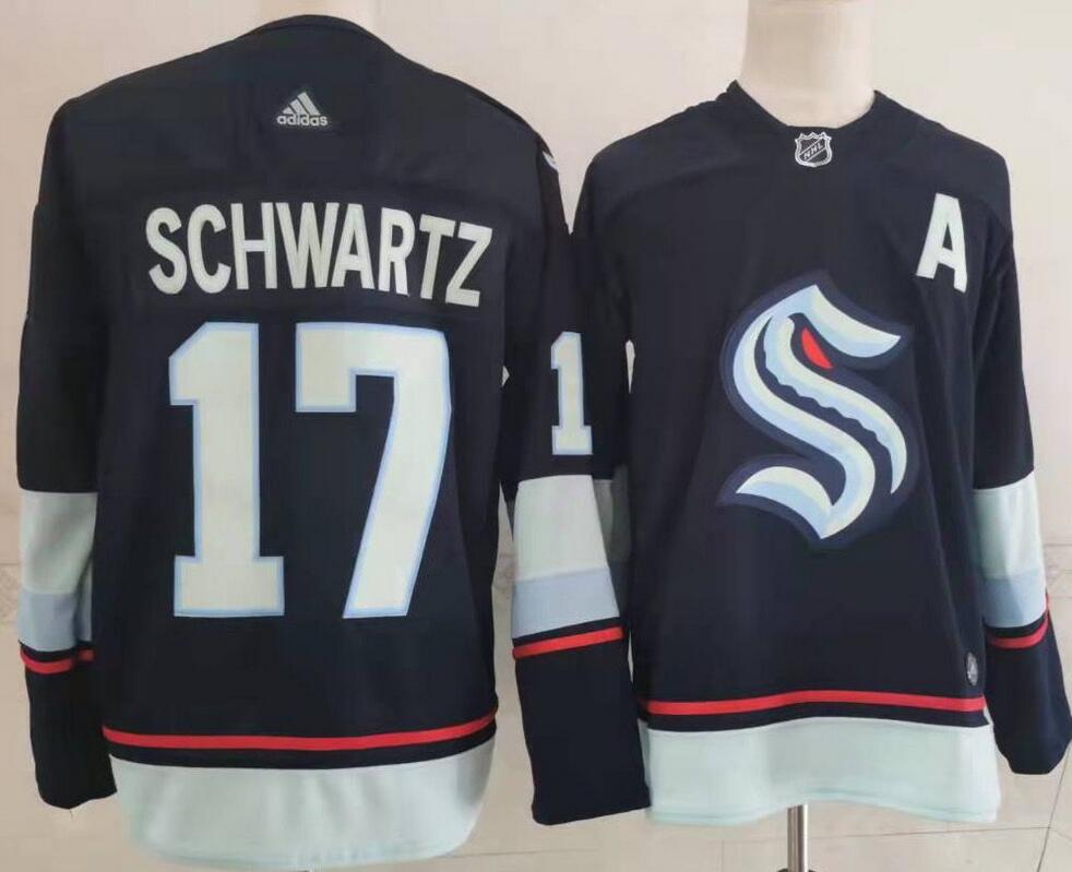 Men Seattle Kraken #17 Jaden Schwartz 2021-22 Home Navy blue 32nd Club Jersey