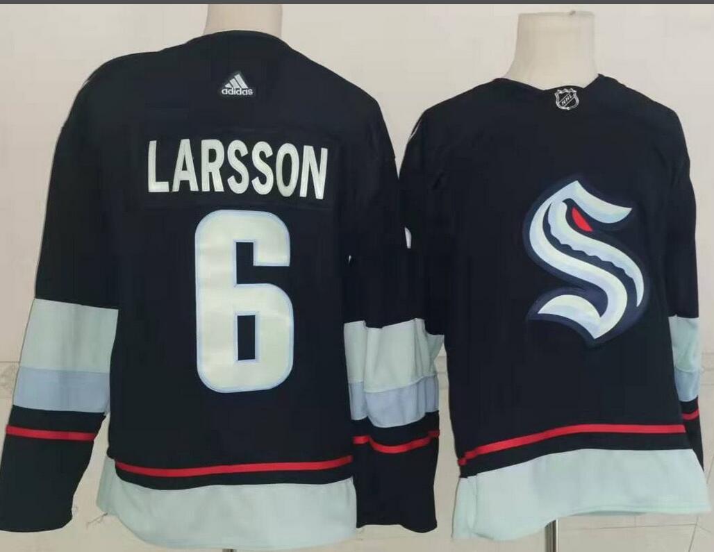 Men Seattle Kraken #6 Adam Larsson 2021-22 Home Navy 32nd Club Jersey