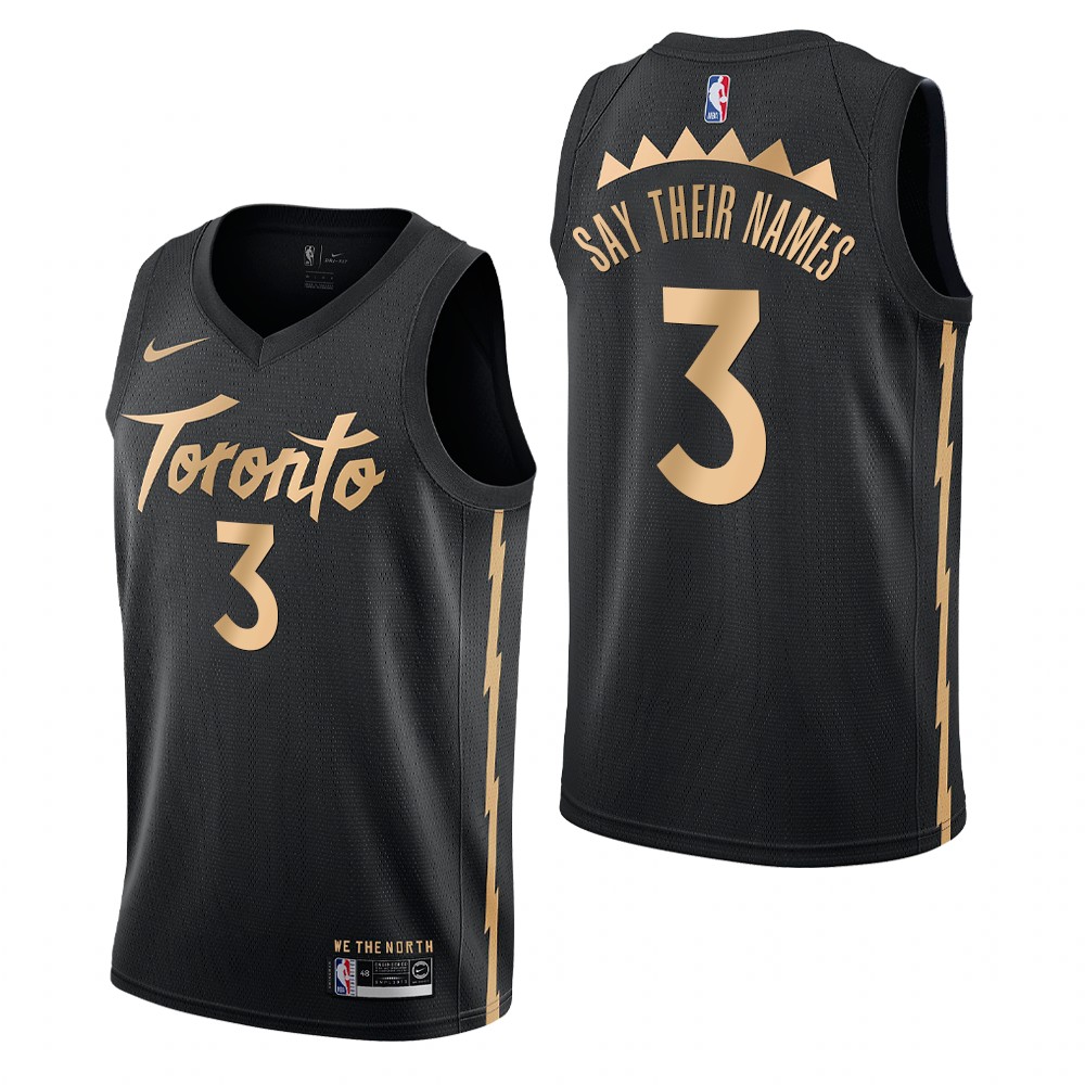 Men's Toronto Raptors #3 Anunoby City Say Their Names Jersey Black