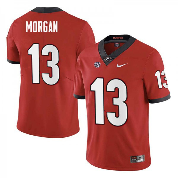 Mens Georgia Bulldogs  Marshall Morgan  Red #13 NCAA Jerseys
