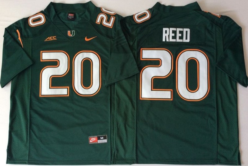 Miami Hurricanes 20 Ed Reed Green Nike College Football Jersey