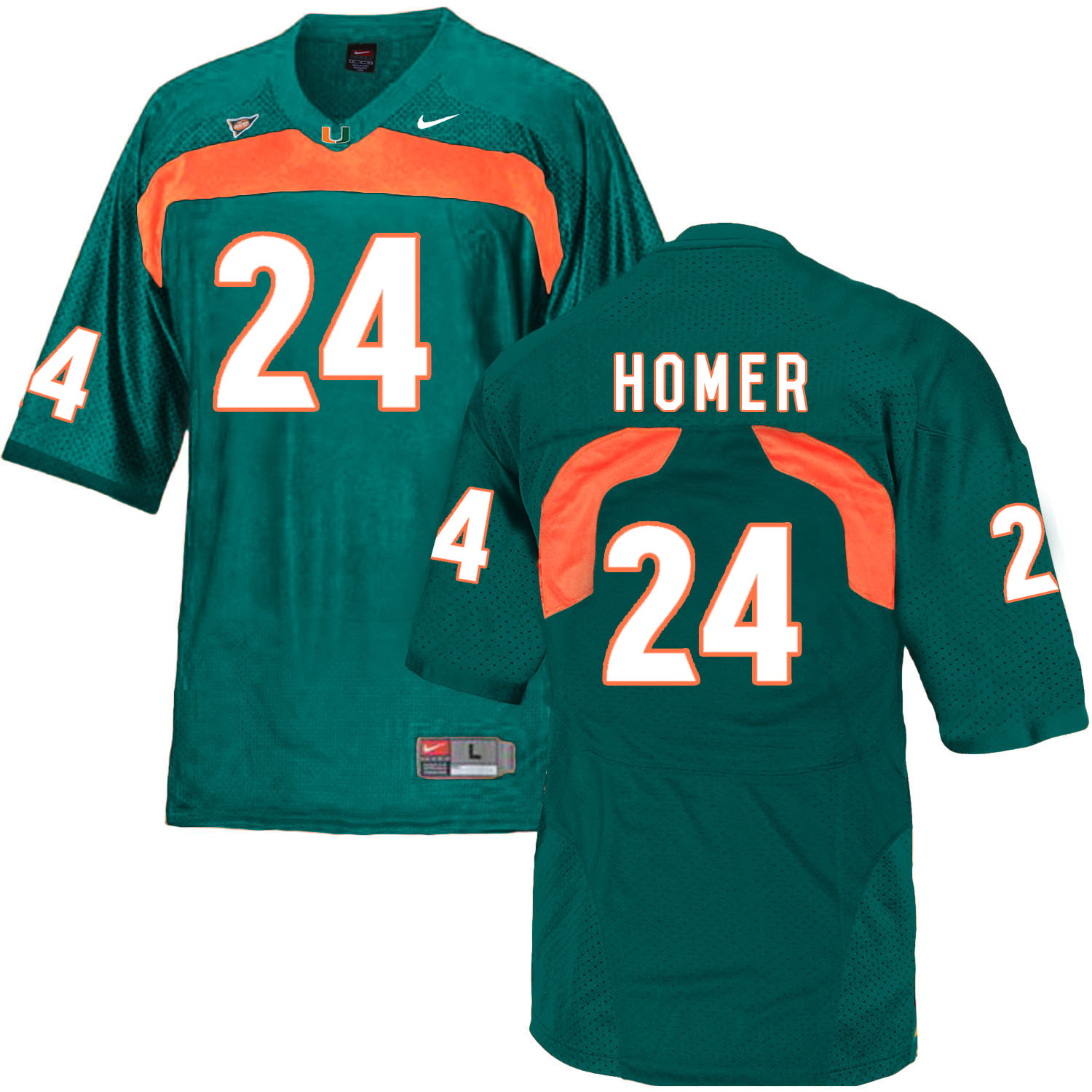 Miami Hurricanes 24 Travis Homer Green College Football Jersey