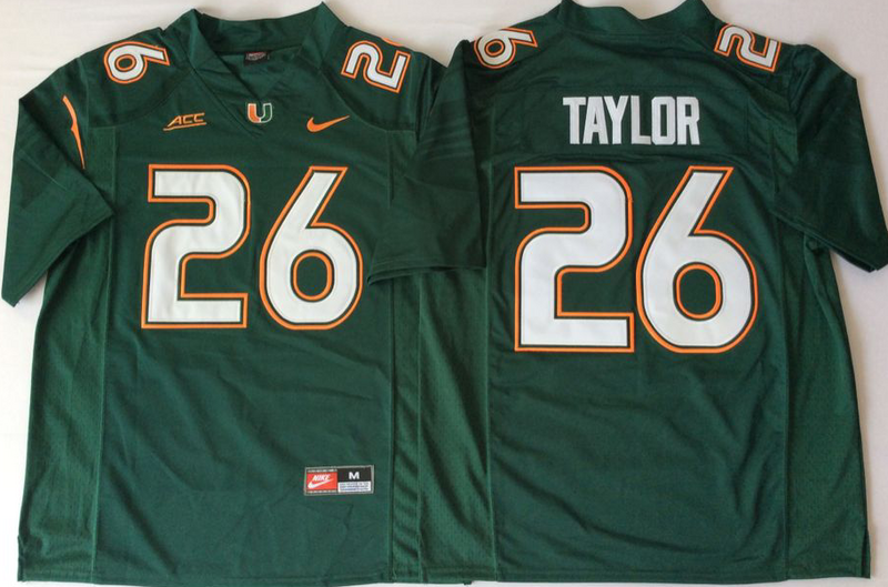 Miami Hurricanes 26 Sean Taylor Green Nike College Football Jersey