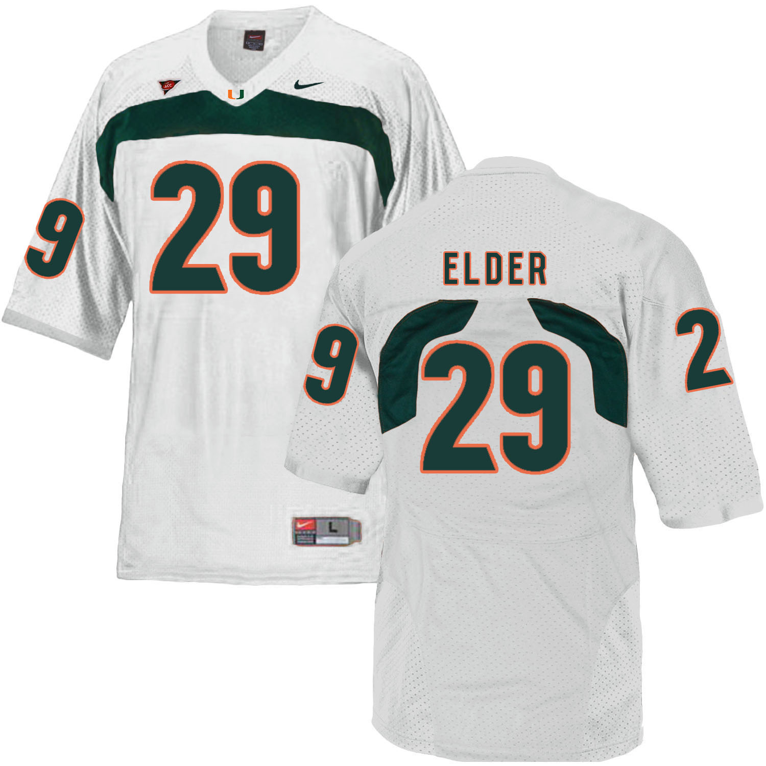 Miami Hurricanes 29 Corn Elder White College Football Jersey