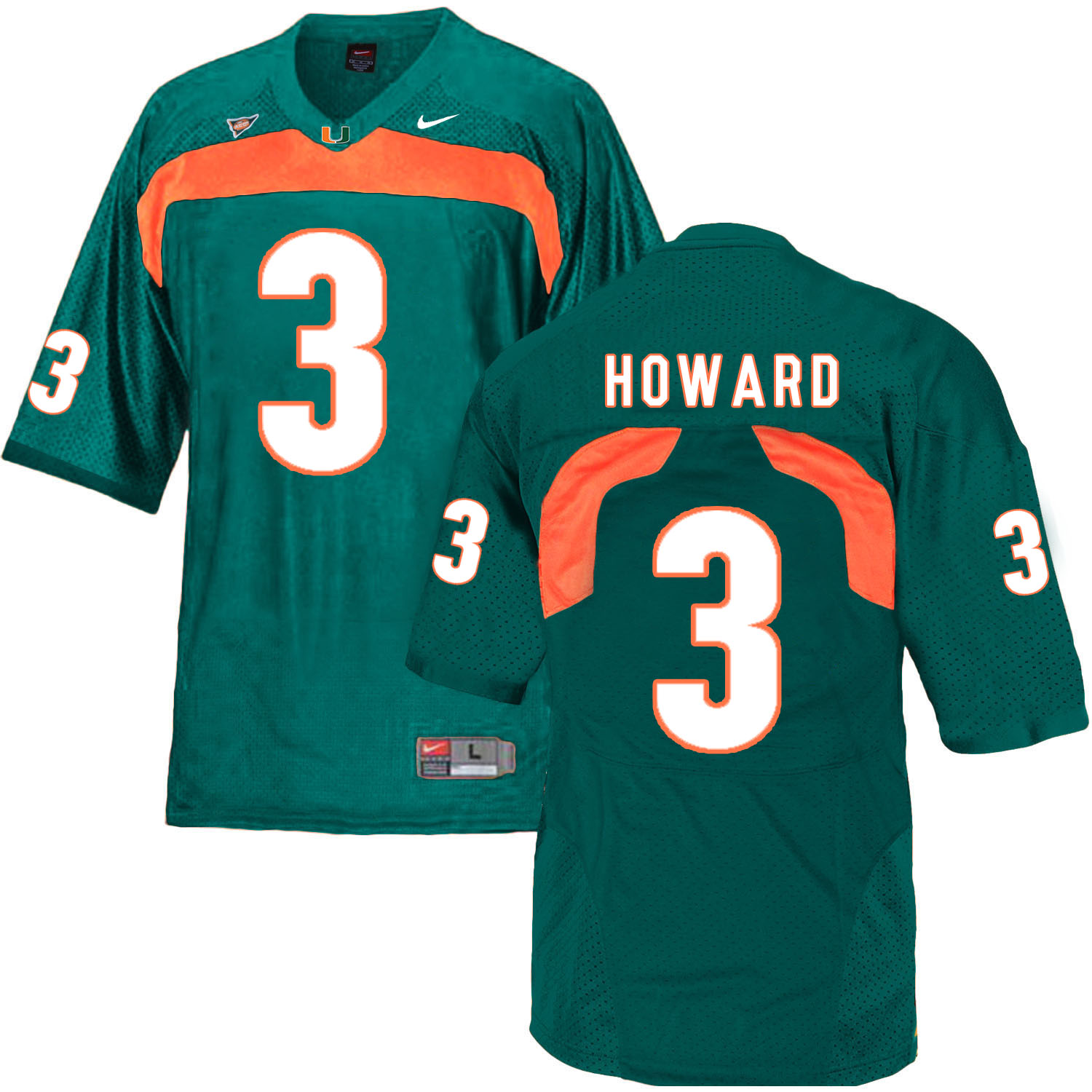 Miami Hurricanes 3 Tracy Howard Green College Football Jersey
