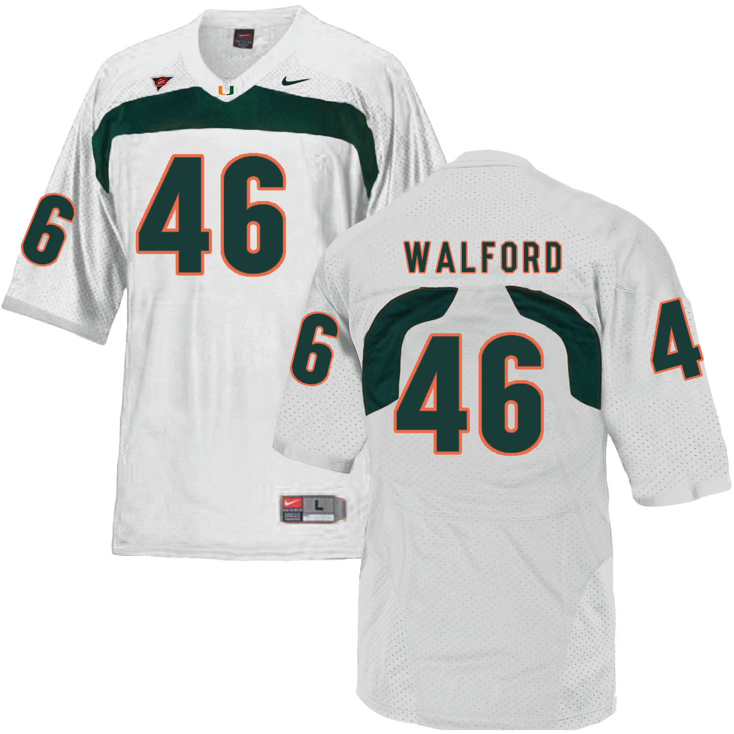 Miami Hurricanes 46 Clive Walford White College Football Jersey
